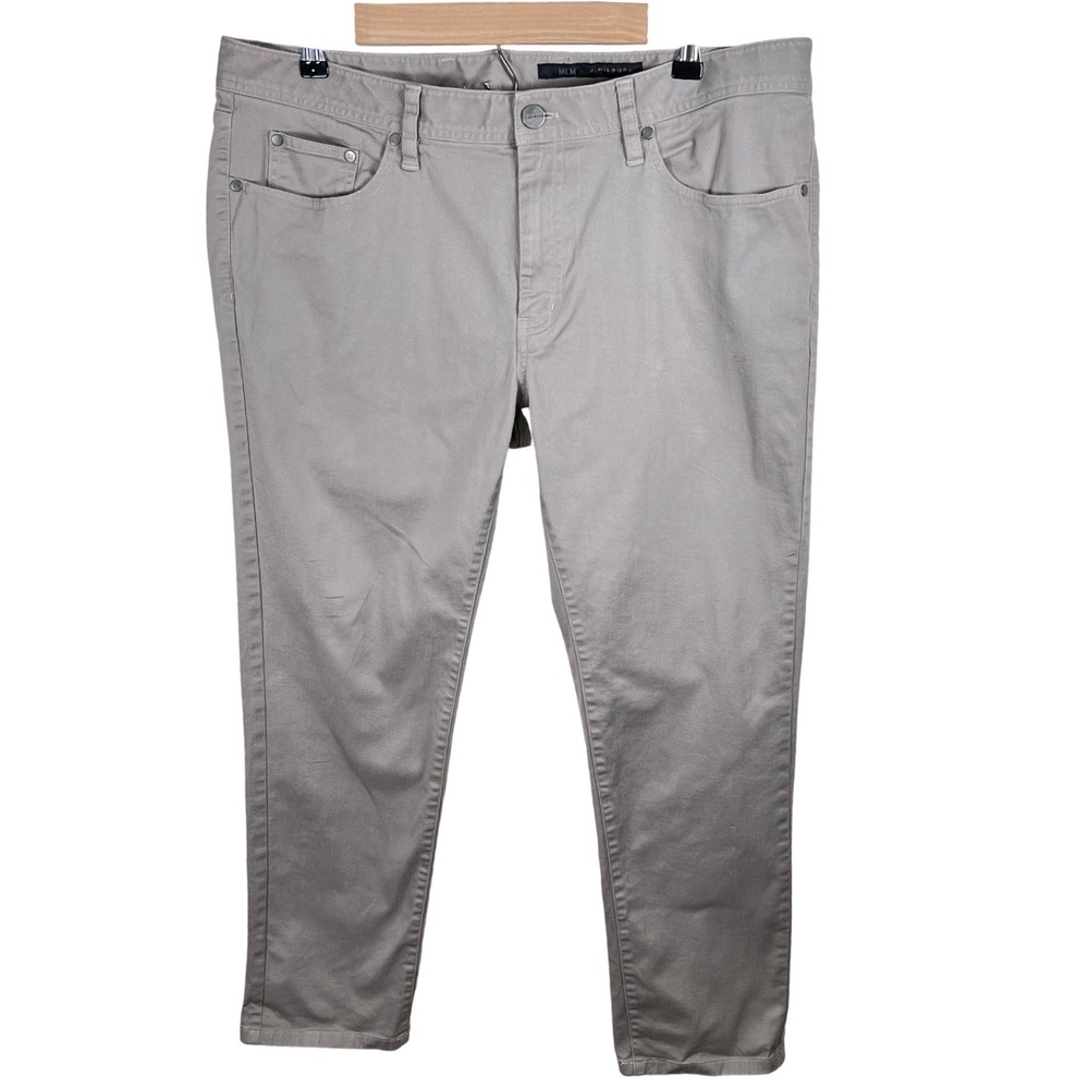 J. Hilburn Mens Tailored 5-Pocket Pants Light Taupe Grey AM19-5P Stretch Cotton